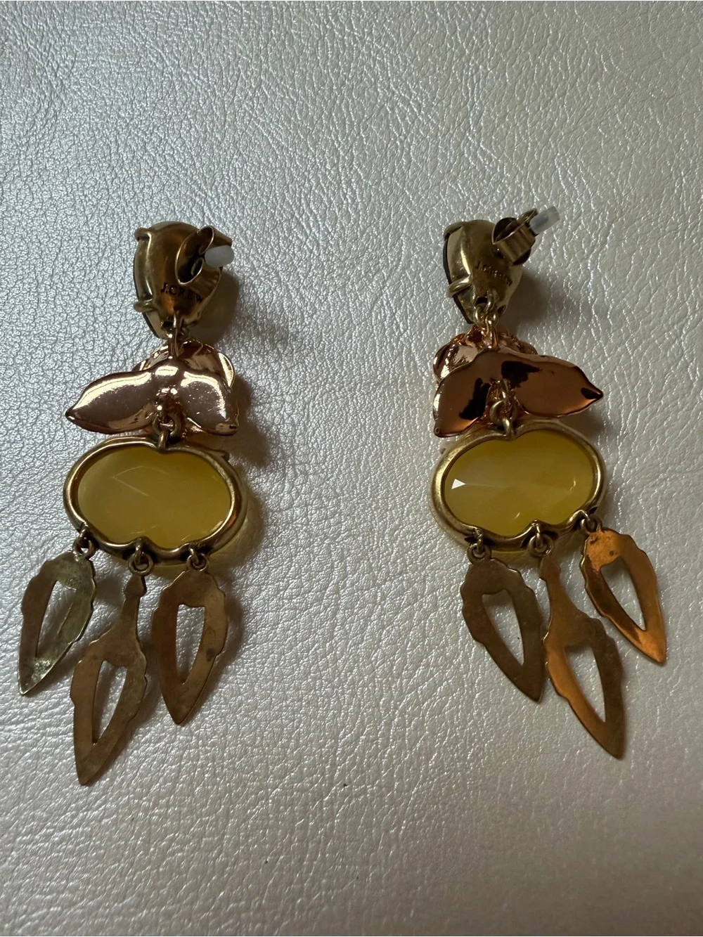 J. Crew Gold-Tone Yellow Drop Floral Dangle Earrings